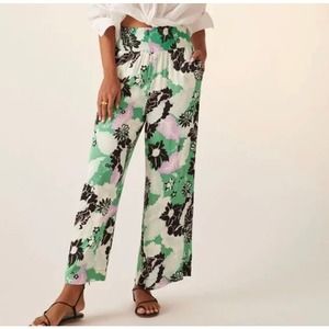 Anthropologie Maeve 2X Floral Palazzo Wide Leg Smocked Waist Women's Pant